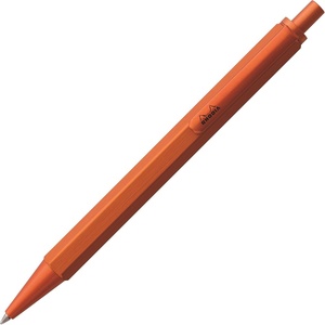 image:imageRHODIA cf9288 Ballpoint Pen Script 07mm Hexagonal Shaft Aluminum Body Hairlined Low Viscosity Oilbased Ink Orangeorange