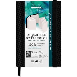image:imageRhodia 116152C  Rhodia Touch Watercolor Book 100 fine Grain Cotton Paper 300g  A6 Portrait 32 Pages 16x2 Rigid Double Accordion Notebooka6