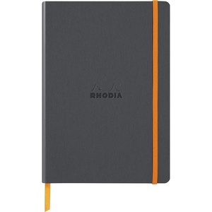 image:imageRhodia 117385C  Flexible Titanium Notebook  A5  Lined  160 Pages  Clairefontaine Ivory Paper 90 gmm  Bookmark Elastic Closure  Rhodiarama Collection