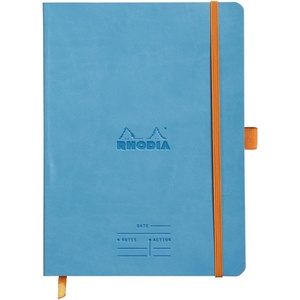image:imageRhodia 117795C  Soft Notebook Meeting Orange  A5  PrePrinted DateNotesAction160 Detachable Pages  Clairefontaine Paper 90gMarquePage Pencil Holder  Faux Leather Cover  RhodiaramaTurquoise Blue