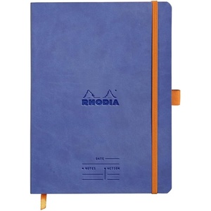 image:imageRhodia 117795C  Soft Notebook Meeting Orange  A5  PrePrinted DateNotesAction160 Detachable Pages  Clairefontaine Paper 90gMarquePage Pencil Holder  Faux Leather Cover  RhodiaramaSapphire Blue