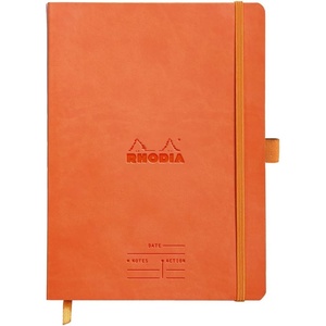 image:imageRhodia 117795C  Soft Notebook Meeting Orange  A5  PrePrinted DateNotesAction160 Detachable Pages  Clairefontaine Paper 90gMarquePage Pencil Holder  Faux Leather Cover  RhodiaramaTangerine