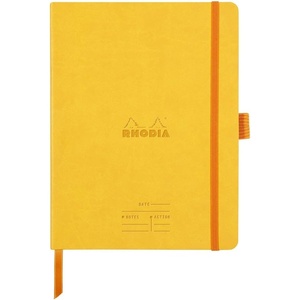 image:imageRhodia 117795C  Soft Notebook Meeting Orange  A5  PrePrinted DateNotesAction160 Detachable Pages  Clairefontaine Paper 90gMarquePage Pencil Holder  Faux Leather Cover  RhodiaramaDaffodil Yellow