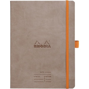 image:imageRhodia 117795C  Soft Notebook Meeting Orange  A5  PrePrinted DateNotesAction160 Detachable Pages  Clairefontaine Paper 90gMarquePage Pencil Holder  Faux Leather Cover  RhodiaramaTaupe