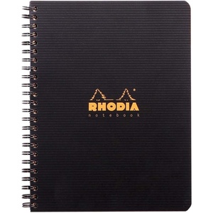 image:imageRhodia 119910C  Spiral Notebook Full Bound Black A5  Small Tiles  160 Detachable pages Perf 6 Holes  Clairefontaine Paper 90g  Polypro Cover Plastic  RhodiactiveA5