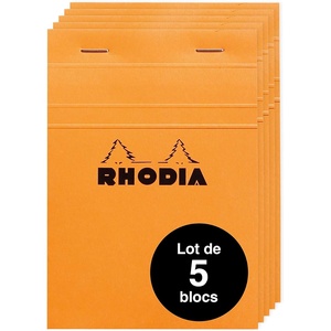 image:imageRhodia 13200Amzc  Pack of 5 Stapled Notepads N13 Orange  A6  Small Squares  80 Detachable Sheets  Clairefontaine White Paper 80 gm  Soft and Durable Coated Card Cover