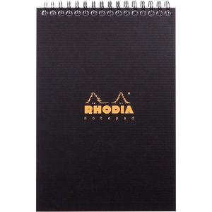 image:imageRhodia 16921C  Spiral Notebook Full Bound Notepad Black A5  Lined  80 Detachable Sheets  Clairefontaine Paper 90g  Polypro Cover Plastic  RhodiactiveA5