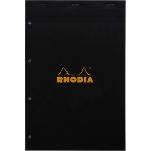 image:imageRhodia 202009C  Stapled Notepad N20 Black  A4  Small Squares  80 Detachable Sheets 4 Hole Punched  White Clairefontaine Paper 80 gm  Soft and Resistant Cover  BasicsBlack