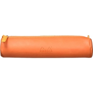 image:imageRhodia 318890C  Orange Rhodiarama Round Pencil Case  215 x 55 cm  Genuine Orange Stitching  Ivory Jersey Interior  Faux Leather  Storage for Pens Pencils Markers Small SuppliesTangerine