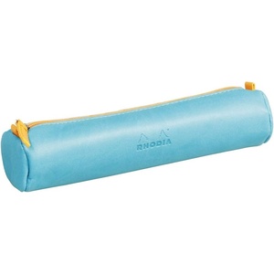 image:imageRhodia 318890C  Orange Rhodiarama Round Pencil Case  215 x 55 cm  Genuine Orange Stitching  Ivory Jersey Interior  Faux Leather  Storage for Pens Pencils Markers Small SuppliesTurquoise