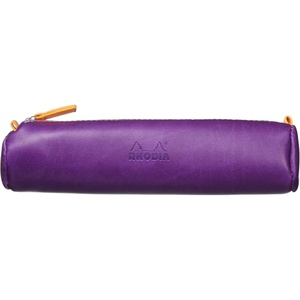 image:imageRhodia 318890C  Orange Rhodiarama Round Pencil Case  215 x 55 cm  Genuine Orange Stitching  Ivory Jersey Interior  Faux Leather  Storage for Pens Pencils Markers Small SuppliesPurple