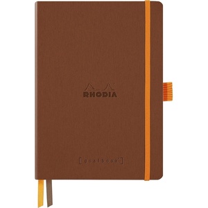 image:imageRhodia Clairefontaine Notebook Llama Goal Book A5 Dot Ruled 240 Pages Includes Pen Holder Italian Faux Leather Cover PEFC Certified Copper Rhodiarama cf117812copper