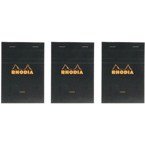 image:imageRhodia Classic Black Notepad 4X6 Lined Pack of 3