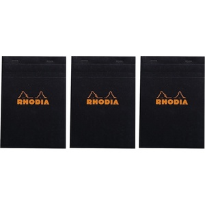 image:imageRhodia Classic Black Notepad Graph  6 in x 814 in Pack of 3