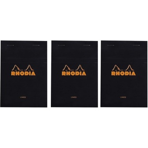 image:imageRhodia Classic Black Notepad Lined  6 in x 814 in Pack of 3