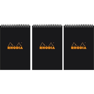 image:imageRhodia Lined Wirebound Notepads 6 X 8 14Inches Black 165019C Pack of 3