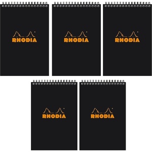 image:imageRhodia Lined Wirebound Notepads 6 X 8 14Inches Black 165019C Pack of 5