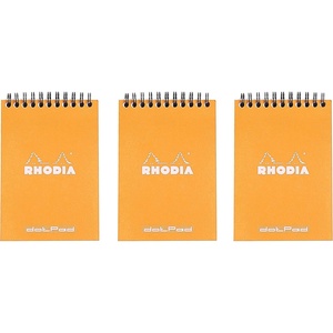 image:imageRhodia Notepad 4x6 Double Spiral dot grid Micro Perforated 80 Sheets orange Pack of 3 135033
