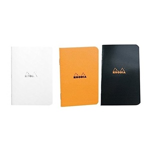 image:imageRhodia Side Staplebound Pocket Notebook 3 X 475 Orange Black and White Pack of 3