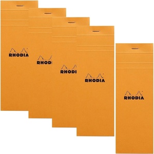 image:imageRhodia Staplebound Notepad  Graph 80 sheets  3 x 8 14  Orange cover Pack of 5