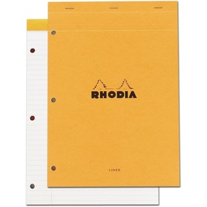 image:imageRhodia Staplebound Notepad  Lined w3 holes 80 sheets  8 14 x 11 34  Orange Cover
