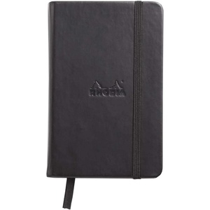 image:imageRhodia Webnotebook Webbies  Dot Grid 96 sheets  A6 3 12 x 5 12  Black Italian Synthetic Leather CoverBlack