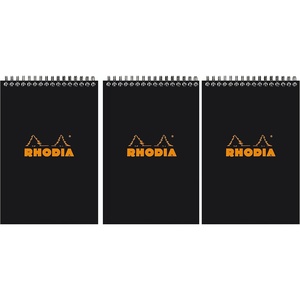 image:imageRhodia Wirebound Black Notepads graph  4 in x 6 in Pack of 3