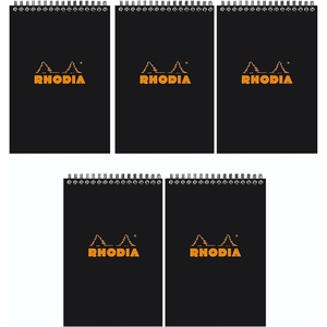 image:imageRhodia Wirebound Black Notepads graph  6 in x 814 in Pack of 5