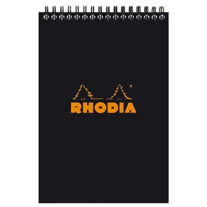 image:imageRhodia Wirebound Lined Black Notepads 6 X 825 in 80 Sheets