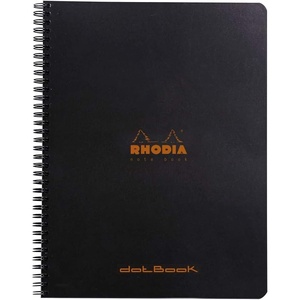 image:imageRhodia Wirebound Notebook 88 X1175 Inches Black Grid SatinBlack