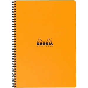 image:imageRhodia Wirebound Notebook 88 X1175 Inches Black Grid SatinOrange