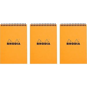 image:imageRhodia Wirebound Orange Notepads Graph  4 in x 6 in Pack of 3