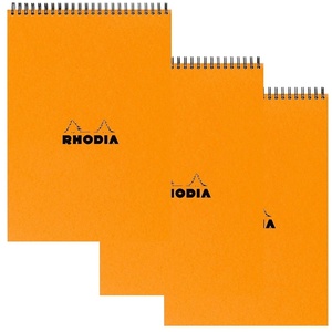 image:imageRhodia Wirebound Pad  A4 825 x 1175 inches  Grid Orange Pack of 3