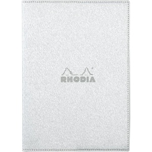 image:imageRhodia cfmtpu11or Notepad with Cover No11 A7 Metallic PU Leather Orange Block Rodia No11 with Orange80 Pieces 02 inch 5 mm Square PEFC CertifiedSilver