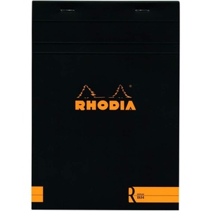 image:imageRhodiaR Premium Stapled Notepad  Lined 70 sheets  6 x 8 14  Black CoverBlack