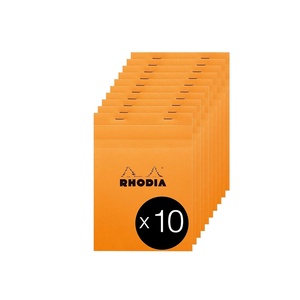 image:imageRHODIA 16200C  Stapled Notepad N16 Orange  A5  Small Squares  80 Detachable Sheets  80G Clairefontaine Paper  Coated Card Cover  Pack of 10 pads