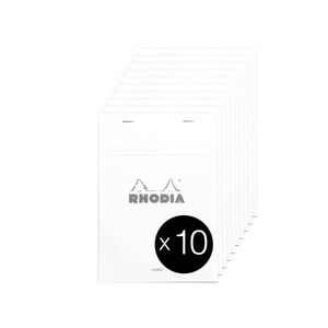 image:imageRHODIA 16601C  Stapled Notepad N16 White  A5  Lined  80 Detachable Sheets  White Clairefontaine Paper 80 gm  Coated Card Cover  Pack of 10 pads