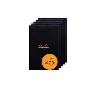 image:imageRHODIA 194009C  Stapled Notepad Meeting N19 Black  A4  PrePrinted DateNotesAction  80 Detachable Sheets  White Clairefontaine Paper 80 gm  Pack of 5 pads
