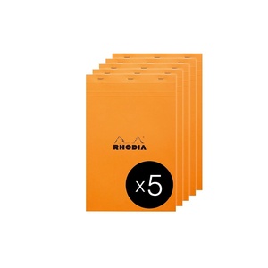 image:imageRHODIA 19660C  Stapled Notepad N19 Orange  A4  Ruled  80 Detachable Sheets  Yellow Clairefontaine Paper 80 gm  Coated Card Cover  Pack of 5 pads