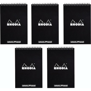 image:imageRhodia Wirebound Black Notepads dot  6 in x 814 in Pack of 5
