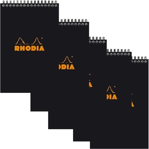 image:imageRhodia Wirebound Notepad  Graph 80 sheets  6 x 8 14  Black cover Pack of 5