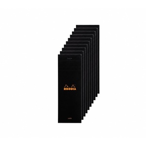 image:imageRHODIA 86009C  Stapled Notepad N8 Shopping Black  74x21 cm  Lined  80 Detachable Sheets  80G Clairefontaine Paper  Coated Card Cover  Pack of 10 pads