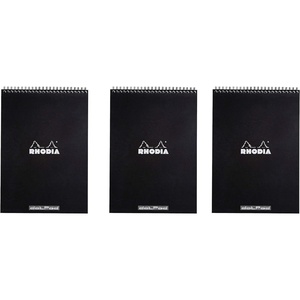 image:imageRhodia Black Notepad 825X1175 Double Spiral Dot Grid Pack of 3