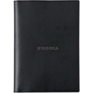 image:imageRhodia cfa5pucvbk PU Leather Cover Black Stapled Notebook A5 02 inch 5 mm Square Rule Orange Included RHODIA