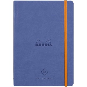 image:imageRHODIA 117182C  Soft Notebook Diary Perpetual Perpetual Black  A5128 Pages  90G Ivory Clairefontaine Paper  Index Elastic Closure  Faux Leather Cover  Rhodiarama CollectionSapphire Blue
