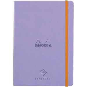 image:imageRHODIA 117182C  Soft Notebook Diary Perpetual Perpetual Black  A5128 Pages  90G Ivory Clairefontaine Paper  Index Elastic Closure  Faux Leather Cover  Rhodiarama CollectionIris
