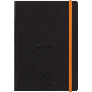 image:imageRHODIA 117182C  Soft Notebook Diary Perpetual Perpetual Black  A5128 Pages  90G Ivory Clairefontaine Paper  Index Elastic Closure  Faux Leather Cover  Rhodiarama CollectionBlack