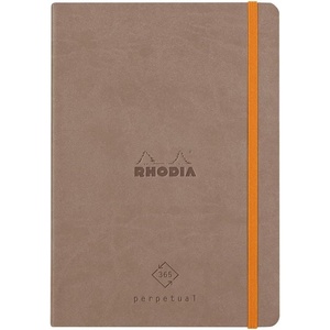 image:imageRHODIA 117182C  Soft Notebook Diary Perpetual Perpetual Black  A5128 Pages  90G Ivory Clairefontaine Paper  Index Elastic Closure  Faux Leather Cover  Rhodiarama CollectionTaupe