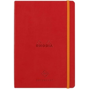 image:imageRHODIA 117182C  Soft Notebook Diary Perpetual Perpetual Black  A5128 Pages  90G Ivory Clairefontaine Paper  Index Elastic Closure  Faux Leather Cover  Rhodiarama CollectionPoppy