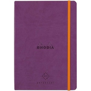 image:imageRHODIA 117182C  Soft Notebook Diary Perpetual Perpetual Black  A5128 Pages  90G Ivory Clairefontaine Paper  Index Elastic Closure  Faux Leather Cover  Rhodiarama CollectionPurple